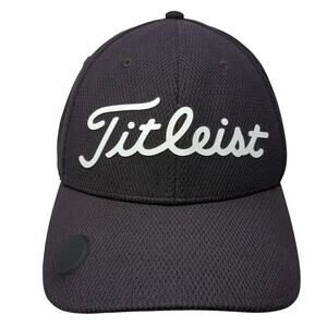 Titleist Slideback Baseball Cap Black One Size Adjustable Vented Holes 6 Panel